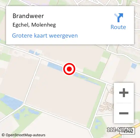 Locatie op kaart van de 112 melding: Brandweer Egchel, Molenheg op 6 februari 2019 06:52