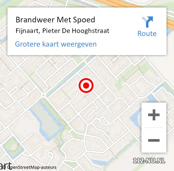 Locatie op kaart van de 112 melding: Brandweer Met Spoed Naar Fijnaart, Pieter De Hooghstraat op 6 februari 2019 07:52