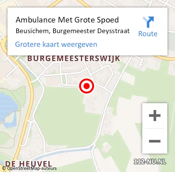 Locatie op kaart van de 112 melding: Ambulance Met Grote Spoed Naar Beusichem, Burgemeester Deysstraat op 6 februari 2019 07:56