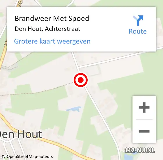 Locatie op kaart van de 112 melding: Brandweer Met Spoed Naar Den Hout, Achterstraat op 6 februari 2019 08:05