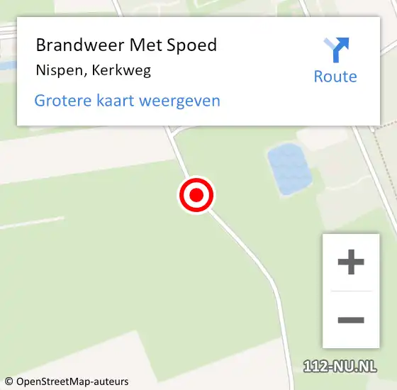 Locatie op kaart van de 112 melding: Brandweer Met Spoed Naar Nispen, Kerkweg op 6 februari 2019 08:10