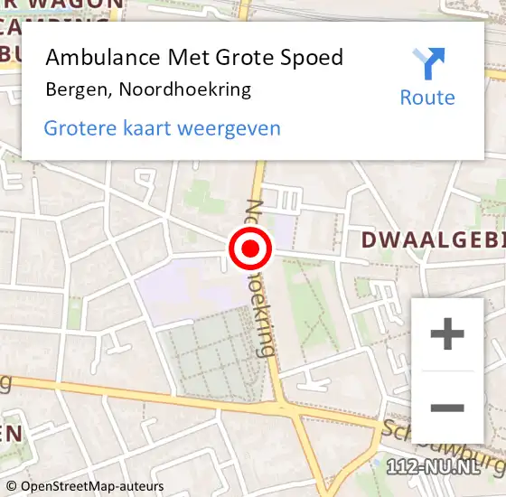 Locatie op kaart van de 112 melding: Ambulance Met Grote Spoed Naar Bergen, Noordhoekring op 6 februari 2019 08:11