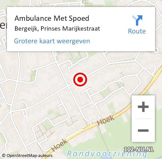 Locatie op kaart van de 112 melding: Ambulance Met Spoed Naar Bergeijk, Prinses Marijkestraat op 6 februari 2019 08:19