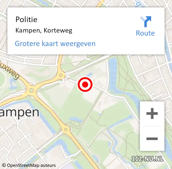 Locatie op kaart van de 112 melding: Politie Kampen, Korteweg op 6 februari 2019 08:38