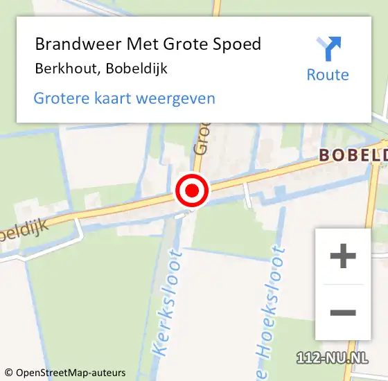 Locatie op kaart van de 112 melding: Brandweer Met Grote Spoed Naar Berkhout, Bobeldijk op 6 februari 2019 08:45