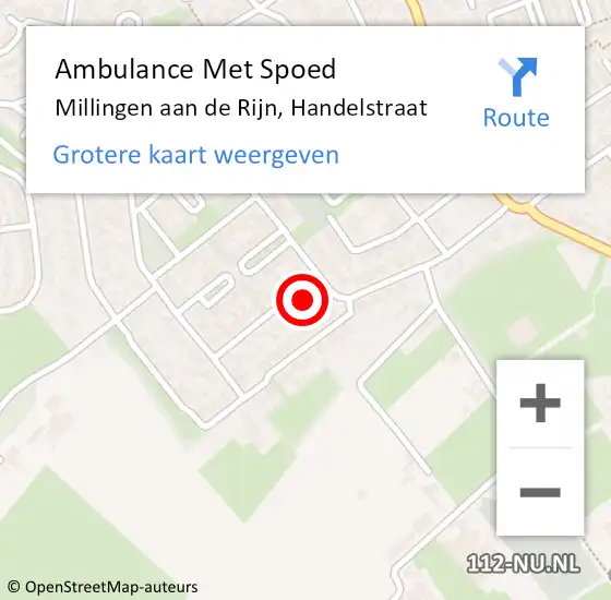 Locatie op kaart van de 112 melding: Ambulance Met Spoed Naar Millingen aan de Rijn, Handelstraat op 22 maart 2014 17:31