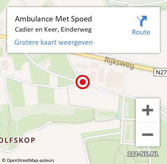 Locatie op kaart van de 112 melding: Ambulance Met Spoed Naar Cadier en Keer, Einderweg op 6 februari 2019 10:32