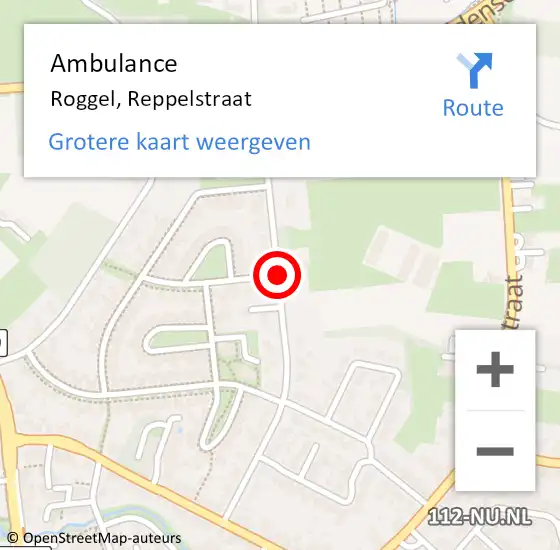 Locatie op kaart van de 112 melding: Ambulance Roggel, Reppelstraat op 6 februari 2019 10:42