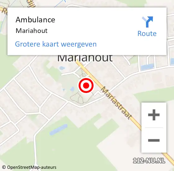 Locatie op kaart van de 112 melding: Ambulance Mariahout op 6 februari 2019 12:42