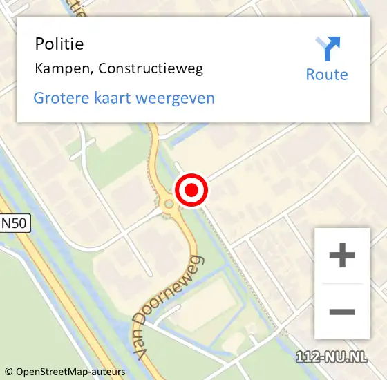 Locatie op kaart van de 112 melding: Politie Kampen, Constructieweg op 6 februari 2019 14:04