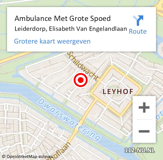 Locatie op kaart van de 112 melding: Ambulance Met Grote Spoed Naar Leiderdorp, Elisabeth Van Engelandlaan op 22 maart 2014 18:08