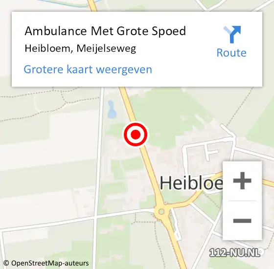 Locatie op kaart van de 112 melding: Ambulance Met Grote Spoed Naar Heibloem, Meijelseweg op 6 februari 2019 14:31