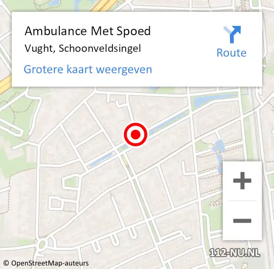 Locatie op kaart van de 112 melding: Ambulance Met Spoed Naar Vught, Schoonveldsingel op 6 februari 2019 14:47