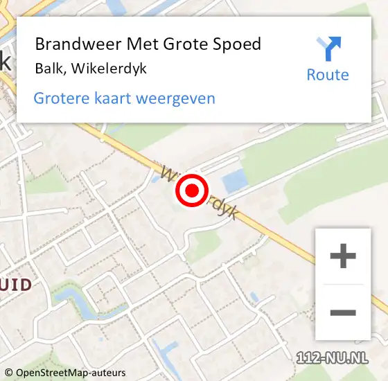 Locatie op kaart van de 112 melding: Brandweer Met Grote Spoed Naar Balk, Wikelerdyk op 6 februari 2019 16:18