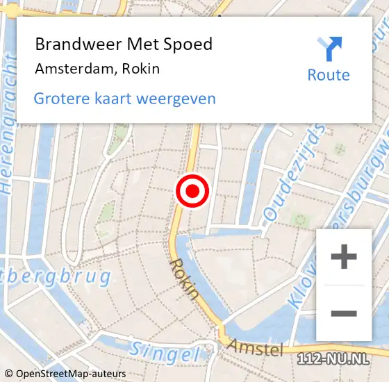 Locatie op kaart van de 112 melding: Brandweer Met Spoed Naar Amsterdam, Rokin op 6 februari 2019 18:30