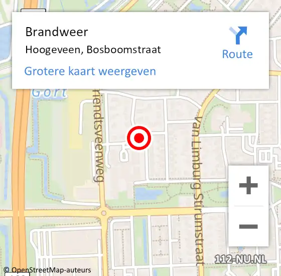 Locatie op kaart van de 112 melding: Brandweer Hoogeveen, Bosboomstraat op 6 februari 2019 19:26