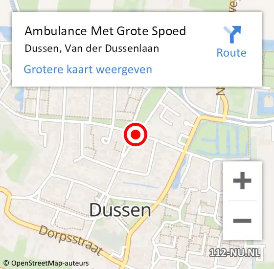 Locatie op kaart van de 112 melding: Ambulance Met Grote Spoed Naar Dussen, Van der Dussenlaan op 6 februari 2019 19:37