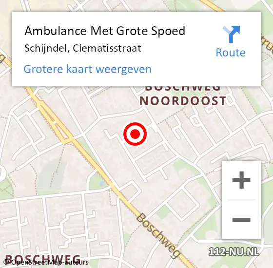 Locatie op kaart van de 112 melding: Ambulance Met Grote Spoed Naar Schijndel, Clematisstraat op 6 februari 2019 20:15