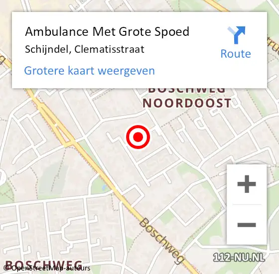 Locatie op kaart van de 112 melding: Ambulance Met Grote Spoed Naar Schijndel, Clematisstraat op 6 februari 2019 20:16
