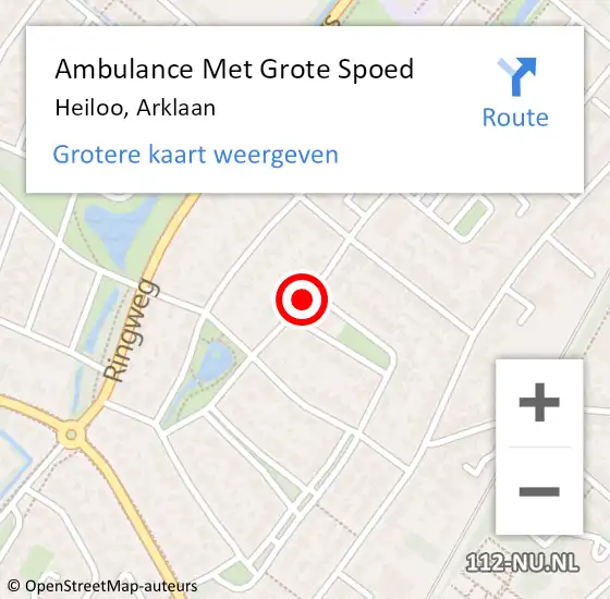 Locatie op kaart van de 112 melding: Ambulance Met Grote Spoed Naar Heiloo, Arklaan op 6 februari 2019 21:20