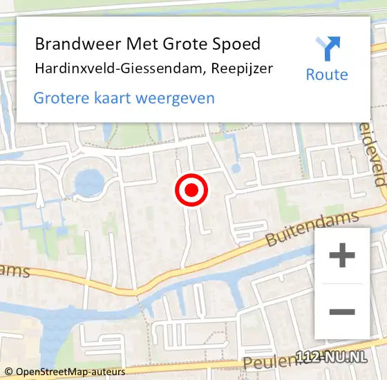 Locatie op kaart van de 112 melding: Brandweer Met Grote Spoed Naar Hardinxveld-Giessendam, Reepijzer op 6 februari 2019 21:48