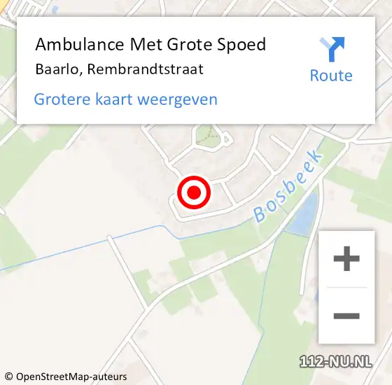 Locatie op kaart van de 112 melding: Ambulance Met Grote Spoed Naar Baarlo, Rembrandtstraat op 26 september 2013 10:20