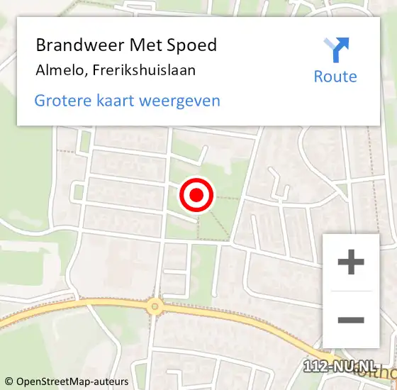 Locatie op kaart van de 112 melding: Brandweer Met Spoed Naar Almelo, Frerikshuislaan op 6 februari 2019 22:08