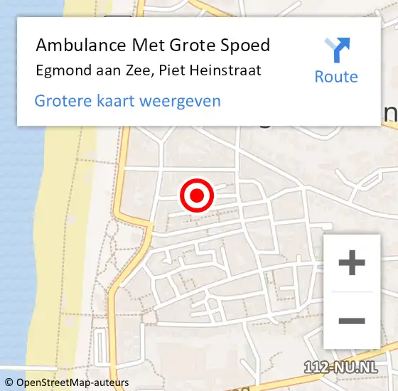 Locatie op kaart van de 112 melding: Ambulance Met Grote Spoed Naar Egmond aan Zee, Piet Heinstraat op 6 februari 2019 22:09
