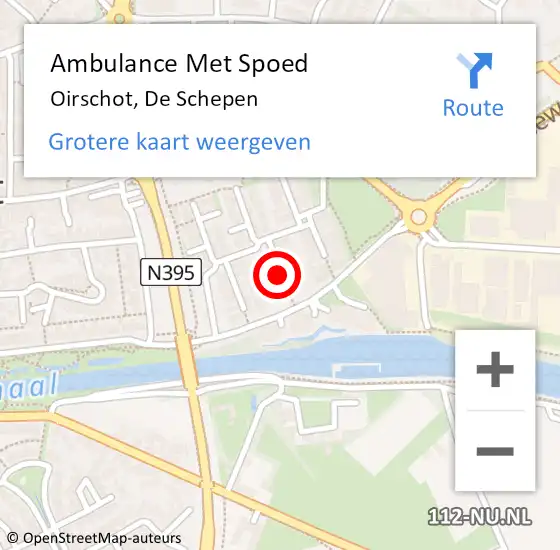 Locatie op kaart van de 112 melding: Ambulance Met Spoed Naar Oirschot, De Schepen op 6 februari 2019 22:13