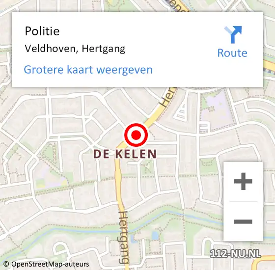 Locatie op kaart van de 112 melding: Politie Veldhoven, Hertgang op 6 februari 2019 22:50