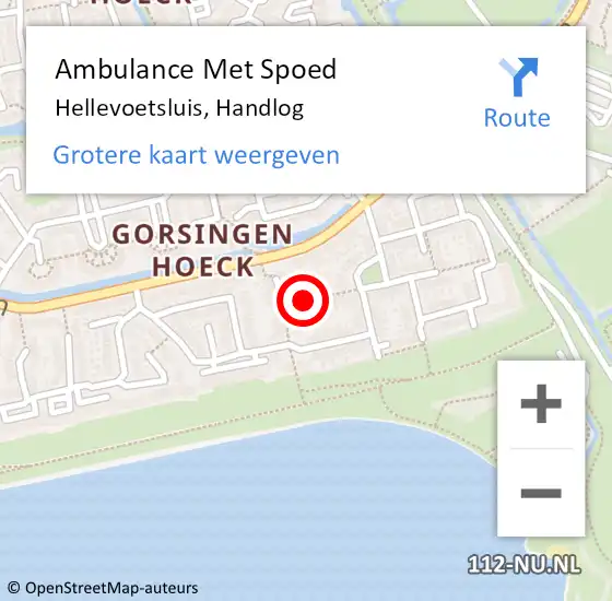 Locatie op kaart van de 112 melding: Ambulance Met Spoed Naar Hellevoetsluis, Handlog op 6 februari 2019 22:59