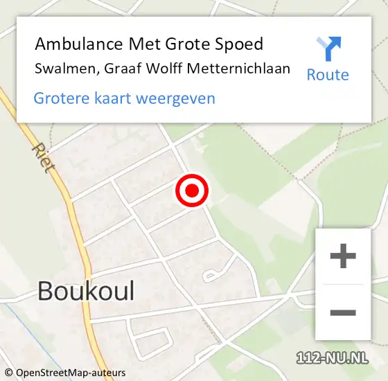 Locatie op kaart van de 112 melding: Ambulance Met Grote Spoed Naar Swalmen, Graaf Wolff Metternichlaan op 6 februari 2019 23:01