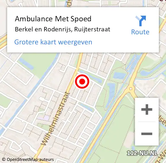 Locatie op kaart van de 112 melding: Ambulance Met Spoed Naar Berkel en Rodenrijs, Ruijterstraat op 7 februari 2019 05:01