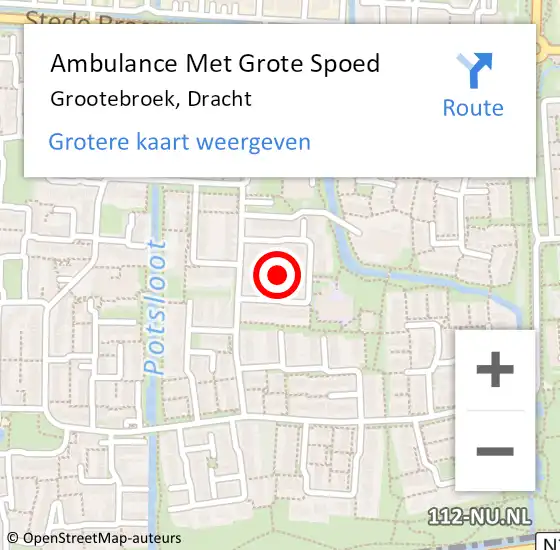 Locatie op kaart van de 112 melding: Ambulance Met Grote Spoed Naar Grootebroek, Dracht op 7 februari 2019 05:15