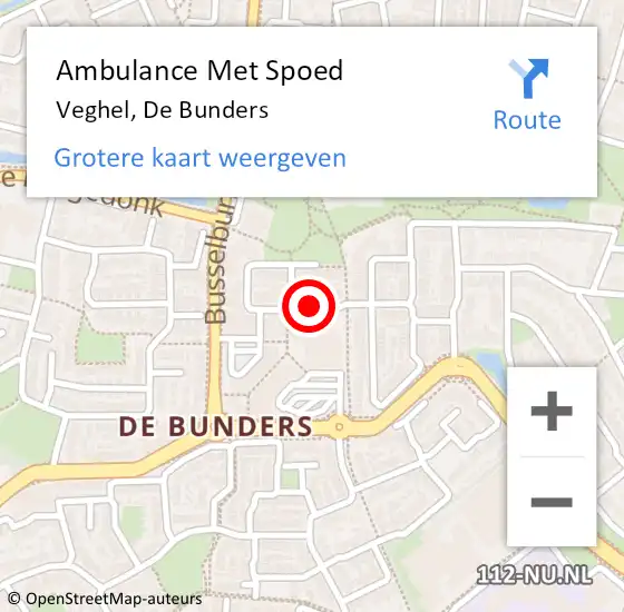 Locatie op kaart van de 112 melding: Ambulance Met Spoed Naar Veghel, De Bunders op 7 februari 2019 05:35