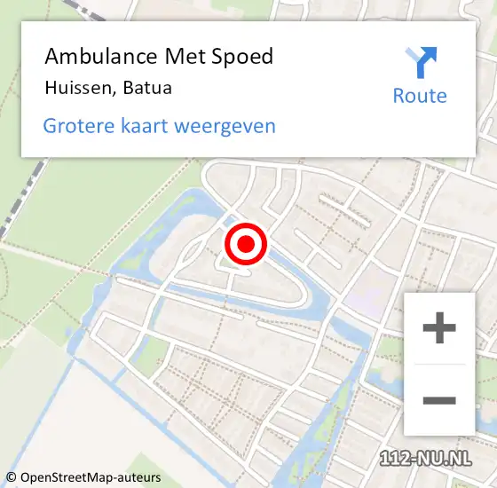 Locatie op kaart van de 112 melding: Ambulance Met Spoed Naar Huissen, Batua op 7 februari 2019 07:50