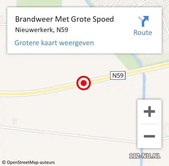 Locatie op kaart van de 112 melding: Brandweer Met Grote Spoed Naar Nieuwerkerk, N59 op 7 februari 2019 08:10