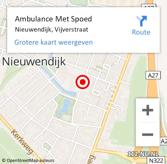 Locatie op kaart van de 112 melding: Ambulance Met Spoed Naar Nieuwendijk, Vijverstraat op 7 februari 2019 08:14