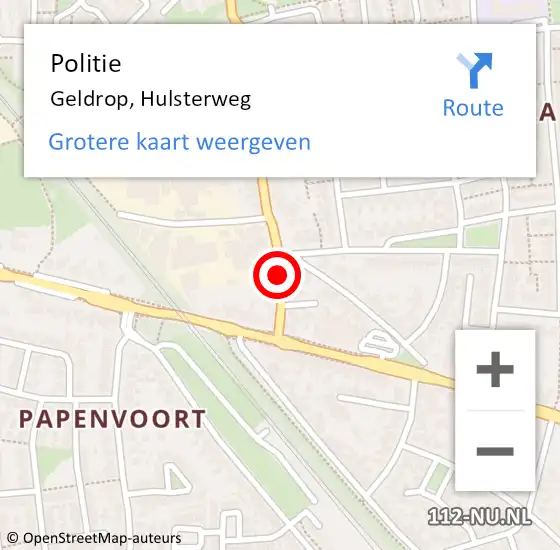 Locatie op kaart van de 112 melding: Politie Geldrop, Hulsterweg op 7 februari 2019 08:20