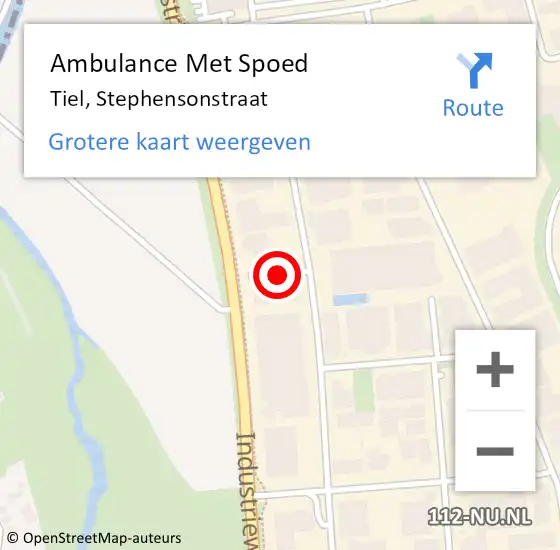 Locatie op kaart van de 112 melding: Ambulance Met Spoed Naar Tiel, Stephensonstraat op 7 februari 2019 08:32