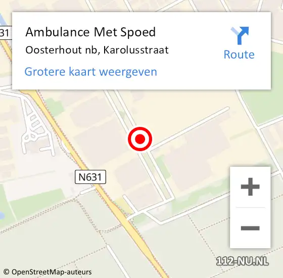 Locatie op kaart van de 112 melding: Ambulance Met Spoed Naar Oosterhout nb, Karolusstraat op 7 februari 2019 08:45