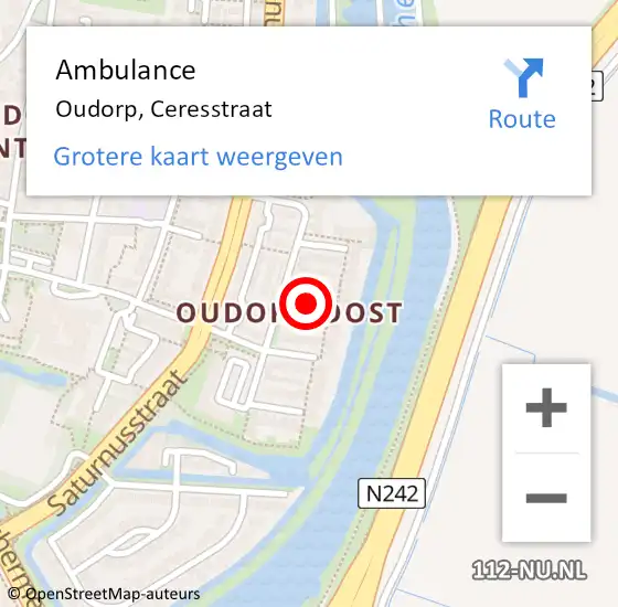 Locatie op kaart van de 112 melding: Ambulance Oudorp, Ceresstraat op 7 februari 2019 09:57