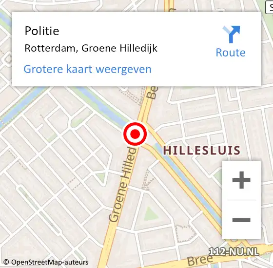 Locatie op kaart van de 112 melding: Politie Rotterdam, Groene Hilledijk op 7 februari 2019 11:18