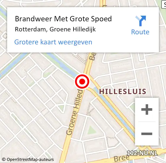 Locatie op kaart van de 112 melding: Brandweer Met Grote Spoed Naar Rotterdam, Groene Hilledijk op 7 februari 2019 11:19