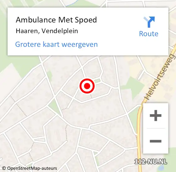 Locatie op kaart van de 112 melding: Ambulance Met Spoed Naar Haaren, Vendelplein op 7 februari 2019 11:35