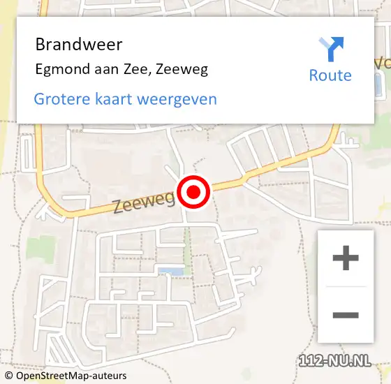 Locatie op kaart van de 112 melding: Brandweer Egmond aan Zee, Zeeweg op 7 februari 2019 11:44