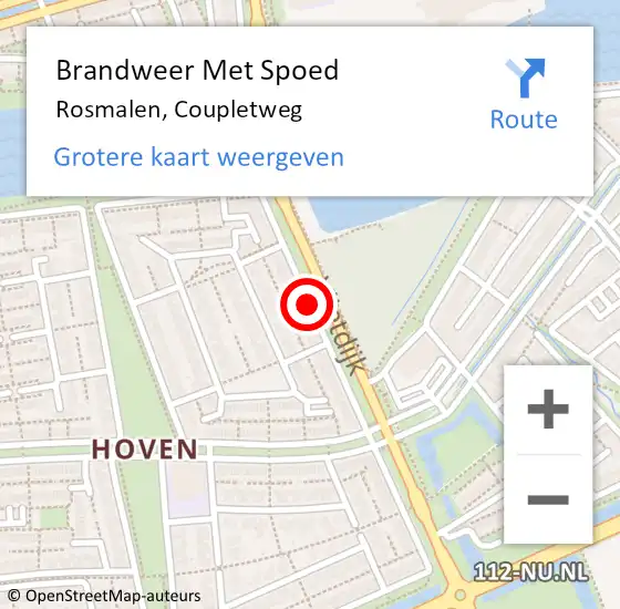 Locatie op kaart van de 112 melding: Brandweer Met Spoed Naar Rosmalen, Coupletweg op 7 februari 2019 12:25