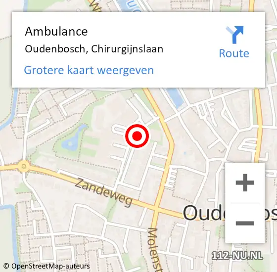 Locatie op kaart van de 112 melding: Ambulance Oudenbosch, Chirurgijnslaan op 7 februari 2019 13:52