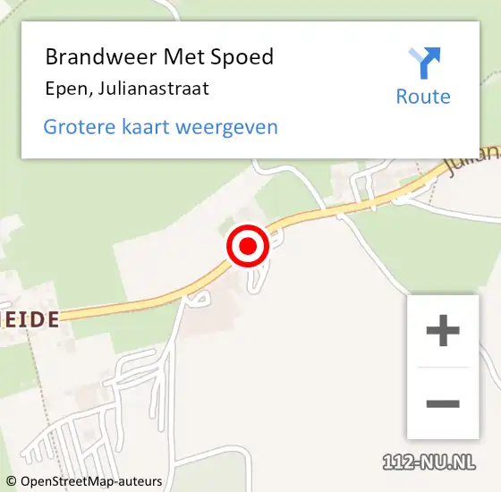 Locatie op kaart van de 112 melding: Brandweer Met Spoed Naar Epen, Julianastraat op 7 februari 2019 14:36