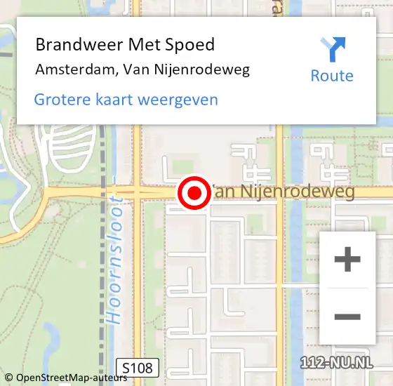 Locatie op kaart van de 112 melding: Brandweer Met Spoed Naar Amsterdam, Van Nijenrodeweg op 7 februari 2019 15:08